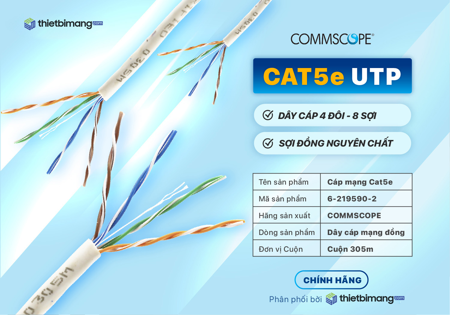 Dây cáp mạng Cat5e Commscope chính hãng Dây cáp mạng Cat5e Commscope chính hãng