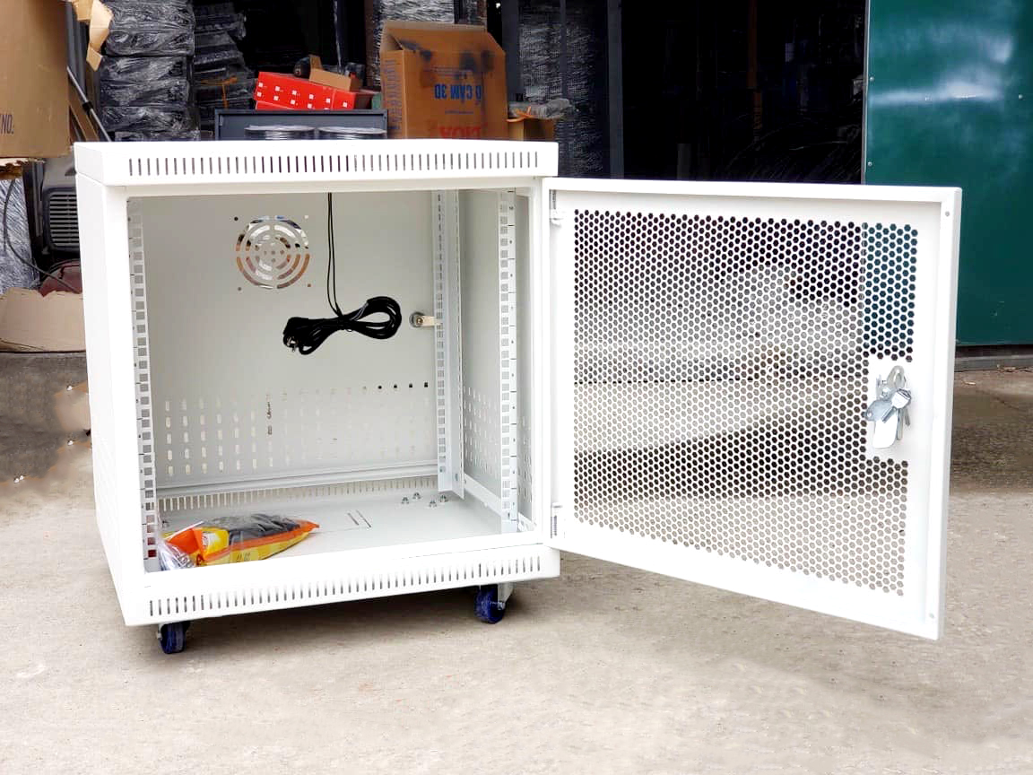 Tủ rack 10U D500 cửa lưới màu trắng