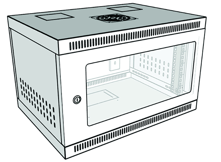 Tủ rack 6U sâu 400 cửa Mika màu trắng