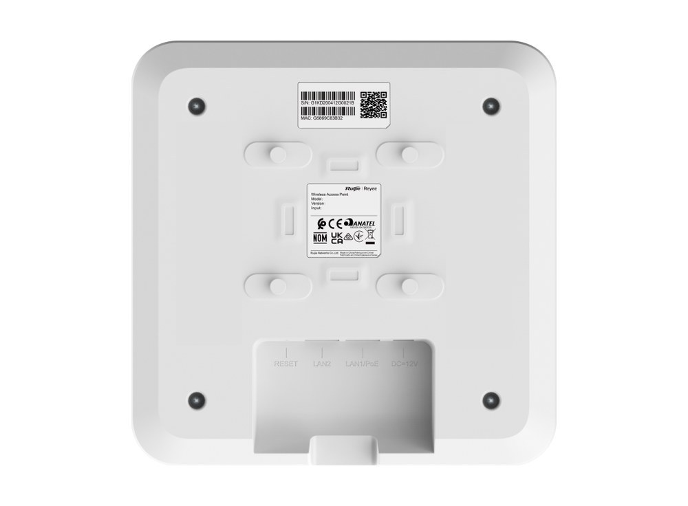 Mặt lưng access point dòng RG-RAP2200, ảnh hãng dùng chung cho bản (E) và (F)