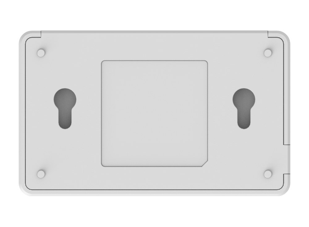 Mặt đáy switch Ruijie RG-ES05F, nơi có hai lỗ để treo máy lên vít khi lắp tường