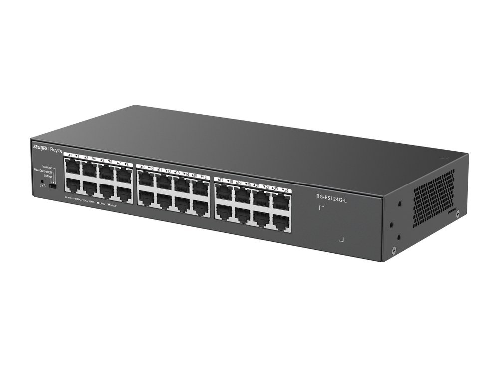 Switch Ruijie RG-ES124G-L 24 cổng vỏ kim loại, loại đặt bàn hoặc gắn tủ rack