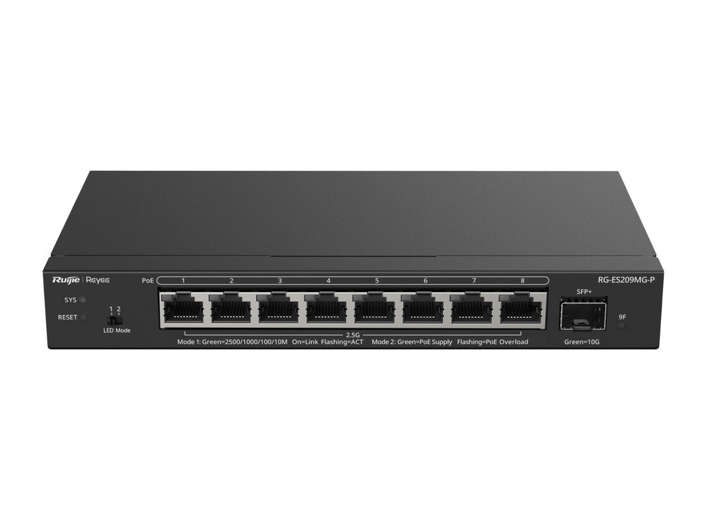 Switch Ruijie RG-ES209MG-P 8 cổng 2,5G PoE và 1 cổng SFP+ 10G quản lý trên Cloud