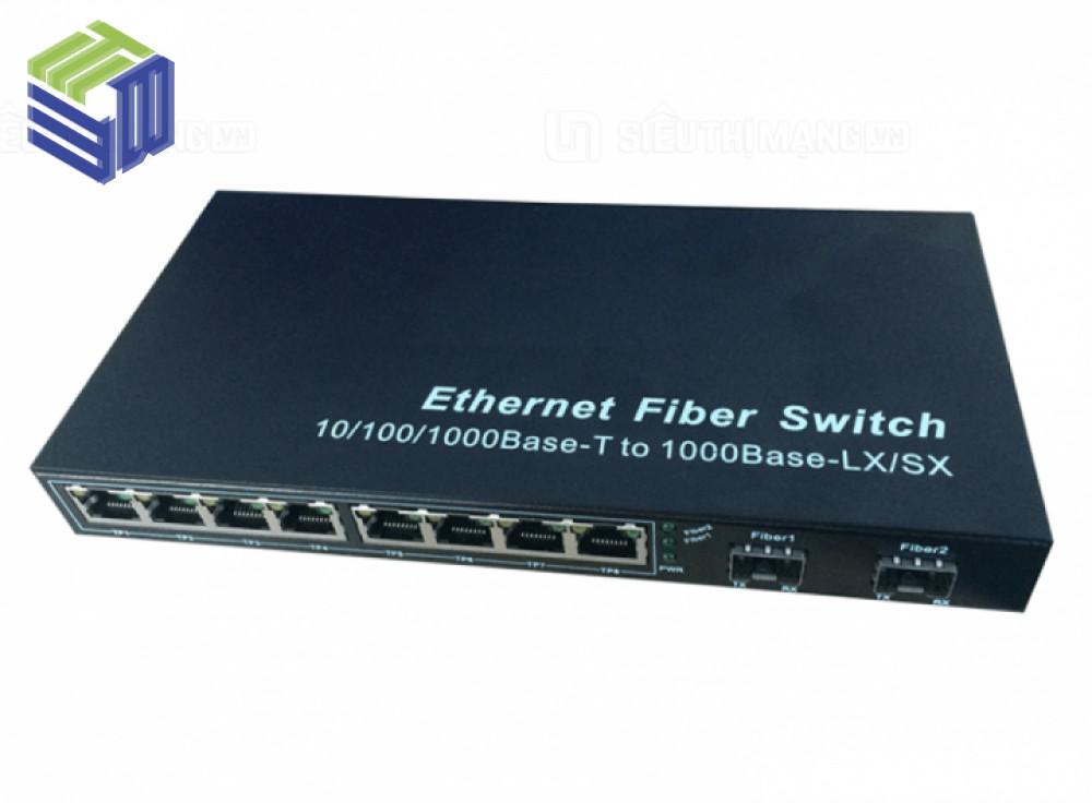 Converter quang 2 sợi 8 ports gigabit 10/100/1000 2 port SFP