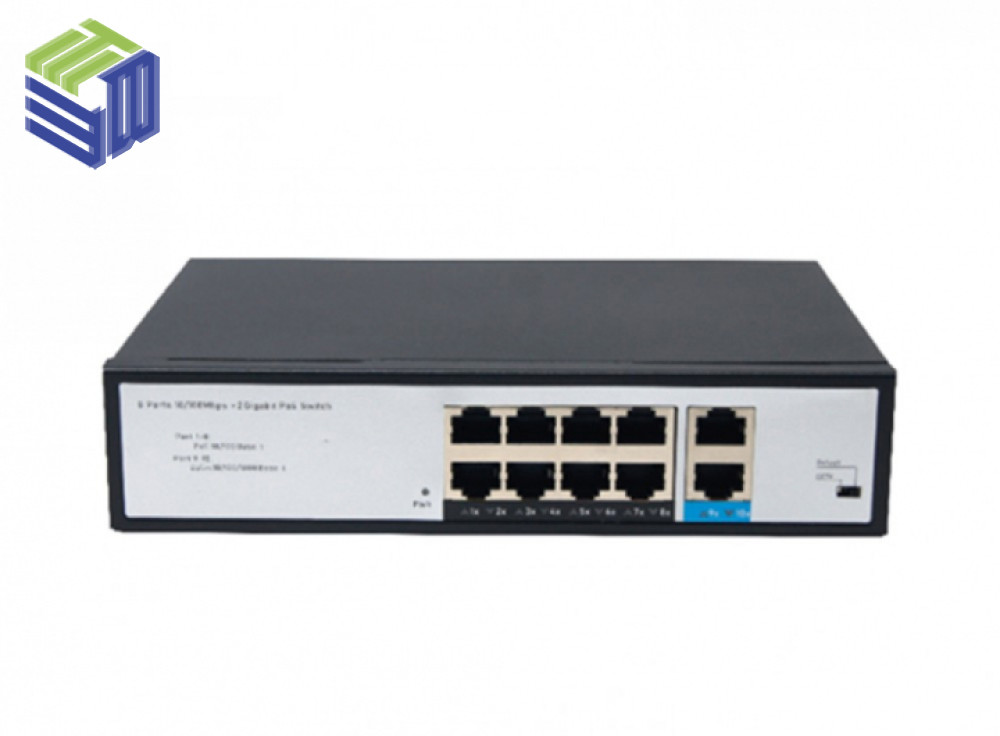 Switch Poe 8 Ports 10/100Mbps With 2 100Mbps RJ45 Uplink