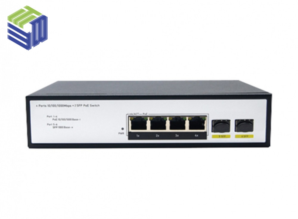 Switch PoE 4 Ports 10/100/1000Mbps with 2 port SFP Uplink