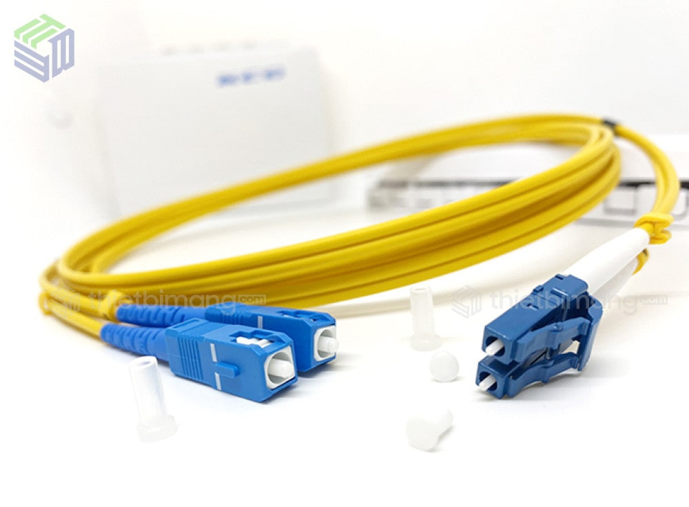 Monoprice 106262 Cavo Fibra Ottica 1 Metro LC/SC Monomodale Duplex - Giallo, OFNR, Nucleo 9/125µm, Corning