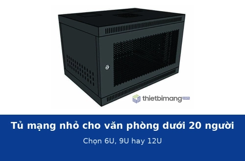 Tủ mạng nhỏ (mini) cho cửa hàng, văn phòng dưới 20 người: chọn 6U, 9U hay 12U?