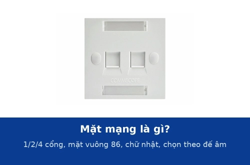Mặt mạng là gì? Mặt 1, 2, 4 cổng âm tường, mặt vuông 86 và mặt chữ nhật: cách chọn theo đế âm