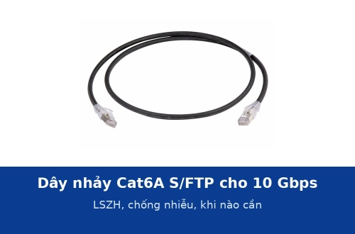 Dây nhảy Cat6A S/FTP cho 10 Gbps và phòng máy: vỏ LSZH, chống nhiễu hai lớp, khi nào cần