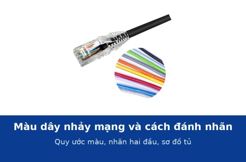 Màu dây nhảy mạng và cách đánh nhãn: quy ước màu theo chức năng, nhãn hai đầu và sơ đồ tủ