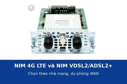 NIM 4G LTE và NIM VDSL2/ADSL2+ cho chi nhánh: chọn theo nhà mạng và đường truyền dự phòng