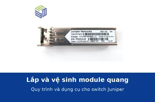 Lắp và vệ sinh module quang, dây nhảy cho switch Juniper: quy trình và dụng cụ