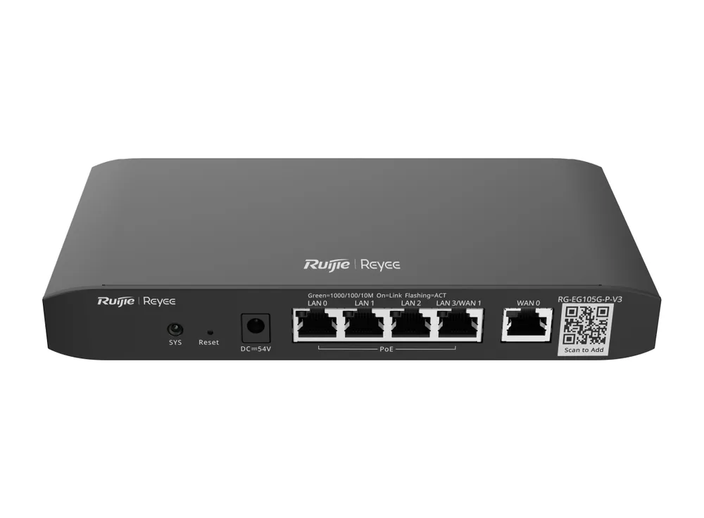 Router PoE Ruijie RG-EG105G-P-V3, ảnh mặt trước của hãng