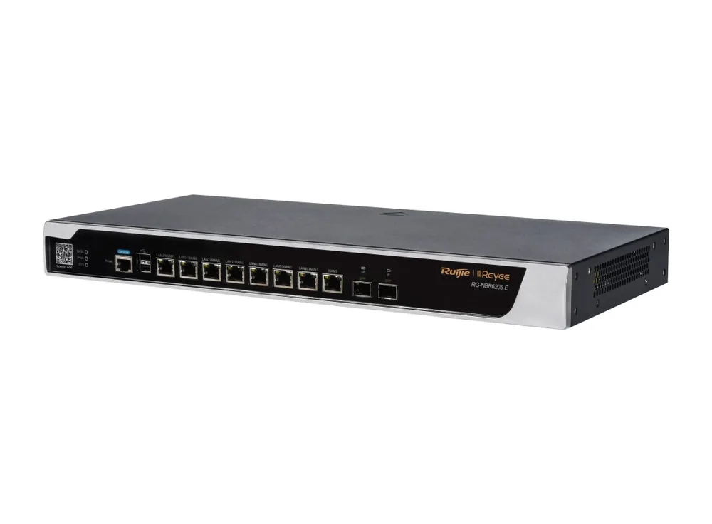 Router bảo mật RG-NBR6205-E nhìn chéo từ bên phải, ảnh hãng Ruijie