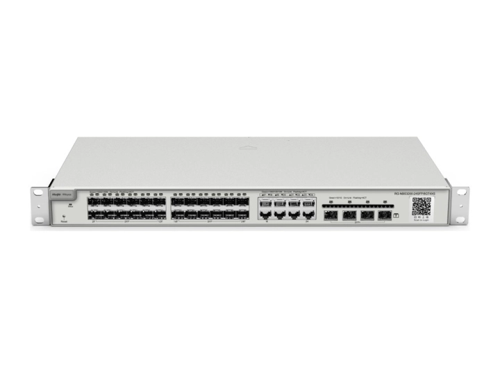 Switch Reyee RG-NBS3200-24SFP/8GT4XS nhìn phía trước, góc cao