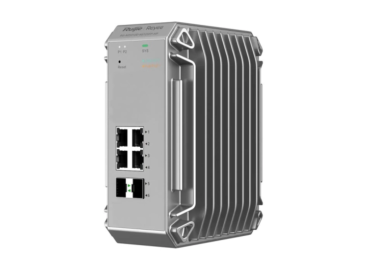 Switch công nghiệp RG-NIS3100-4GT2SFP-HP của Ruijie, ảnh hãng góc chéo phía trước
