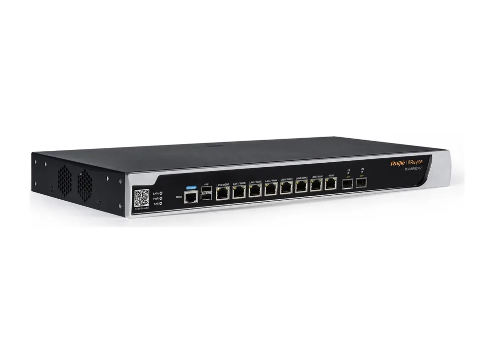 RG-NBR6210-E gắn rack 1U, nhìn nghiêng từ bên trái