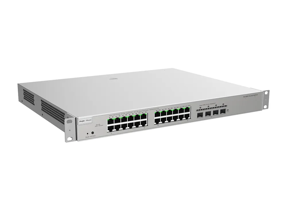 RG-NBS5200-24GT4XS-P nhìn nghiêng, ảnh hãng Ruijie
