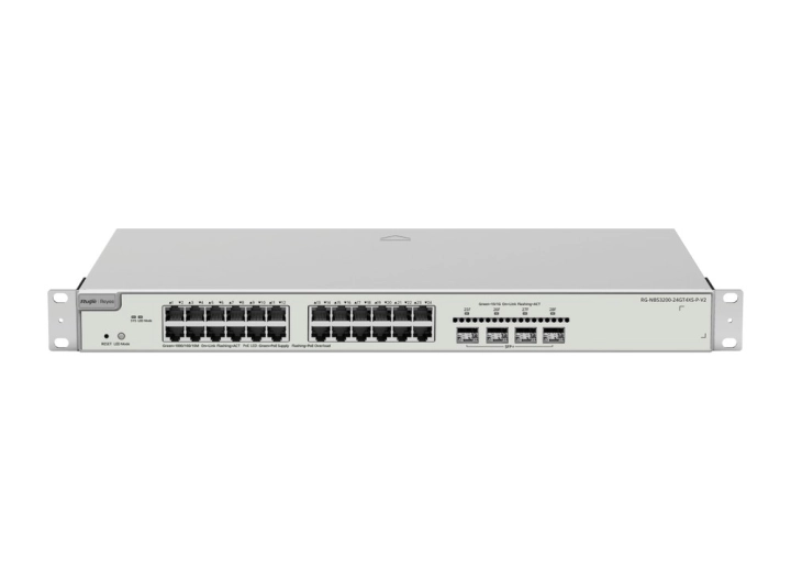 Switch Reyee RG-NBS3200-24GT4XS-P-V2 nhìn phía trước, góc cao