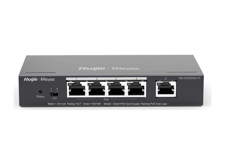 Switch PoE Ruijie RG-ES205GC-P 5 cổng Gigabit, ảnh hãng mặt trước
