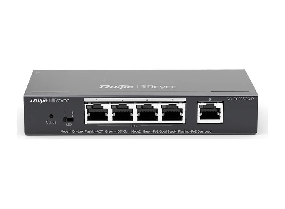 Switch PoE Ruijie RG-ES205GC-P 5 cổng Gigabit, ảnh hãng mặt trước