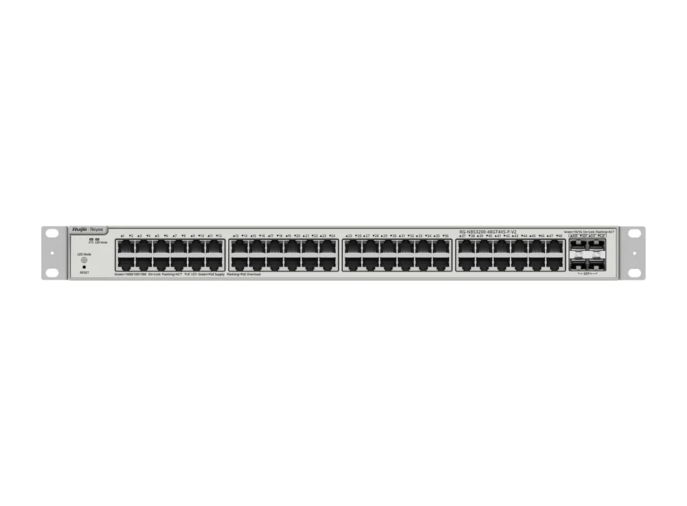Switch PoE 48 cổng Ruijie RG-NBS3200-48GT4XS-P-V2, ảnh mặt trước của hãng
