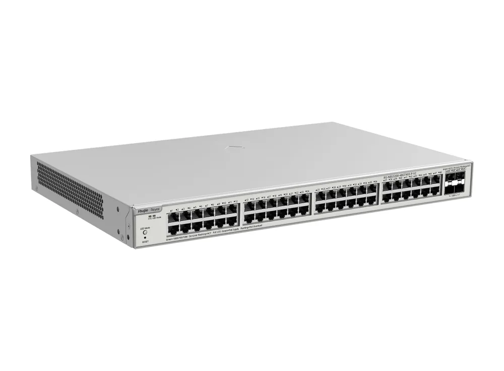 RG-NBS3200-48GT4XS-P-V2 nhìn nghiêng, ảnh hãng Ruijie