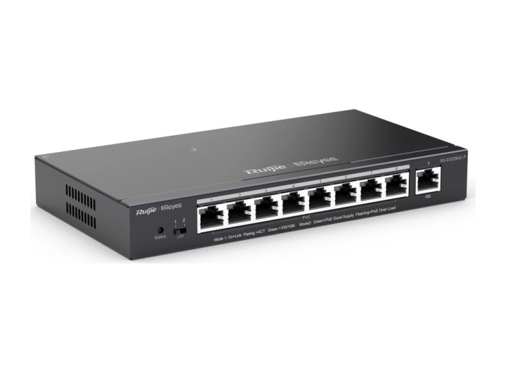 RG-ES209GC-P nhìn chéo từ bên trái, ảnh hãng Ruijie