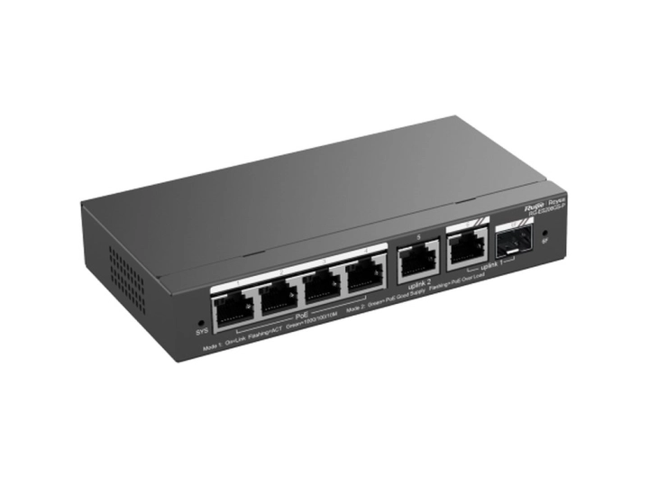 RG-ES206GS-P nhìn chéo từ bên trái, ảnh hãng Ruijie