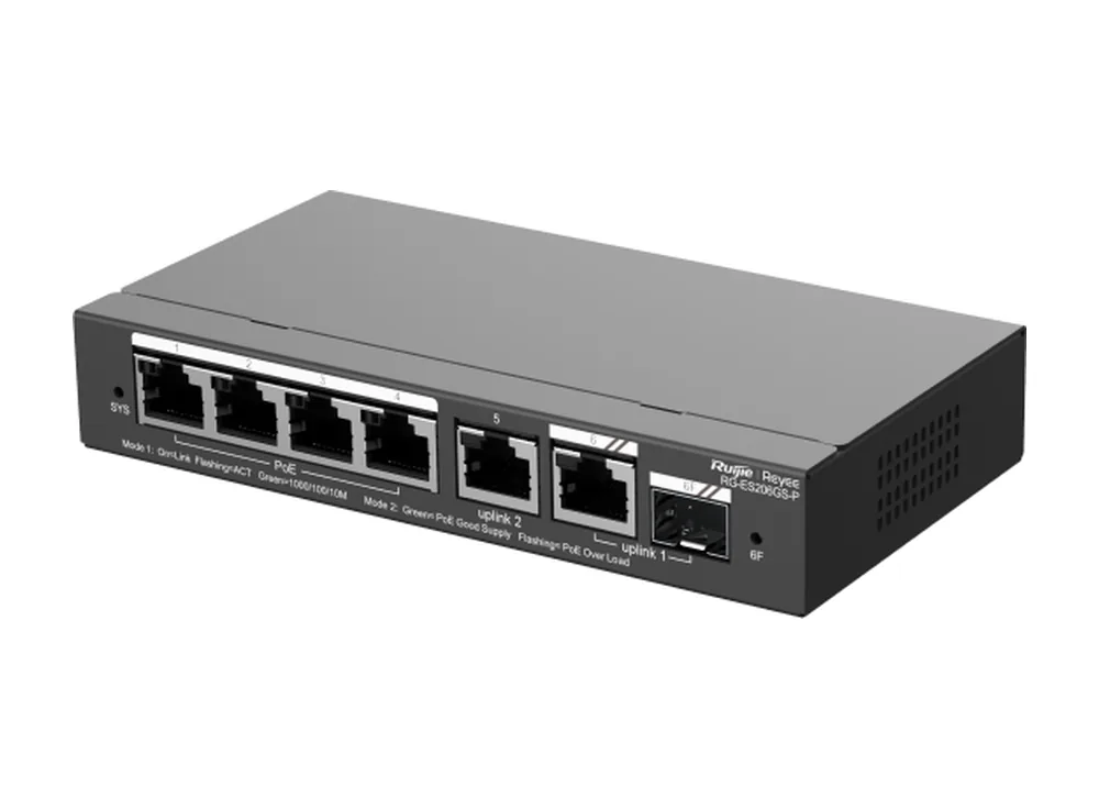 RG-ES206GS-P ảnh hãng nhìn chéo từ bên phải