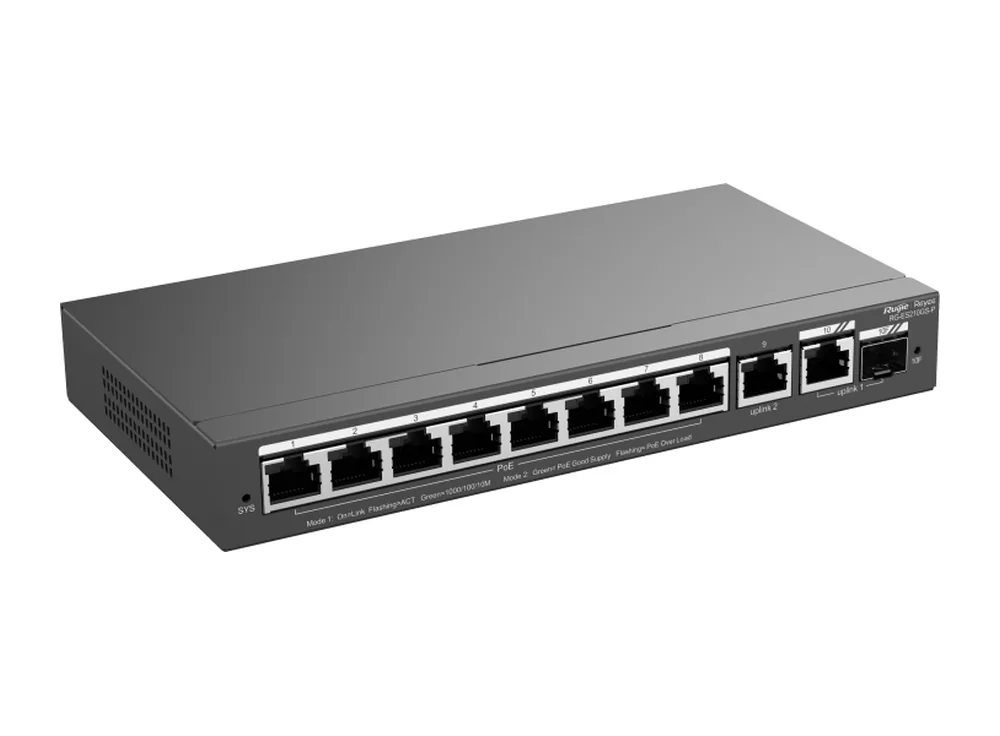 RG-ES210GS-P ảnh hãng nhìn chéo từ bên phải
