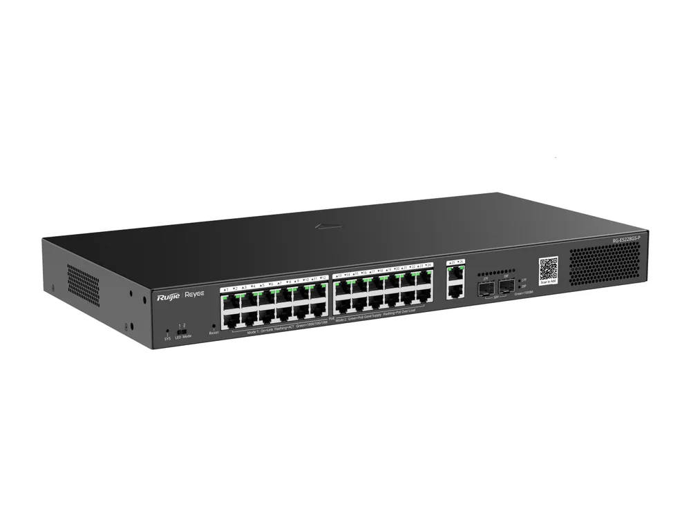 Switch Ruijie RG-ES228GS-P 28 cổng Gigabit nhìn chéo, ảnh hãng