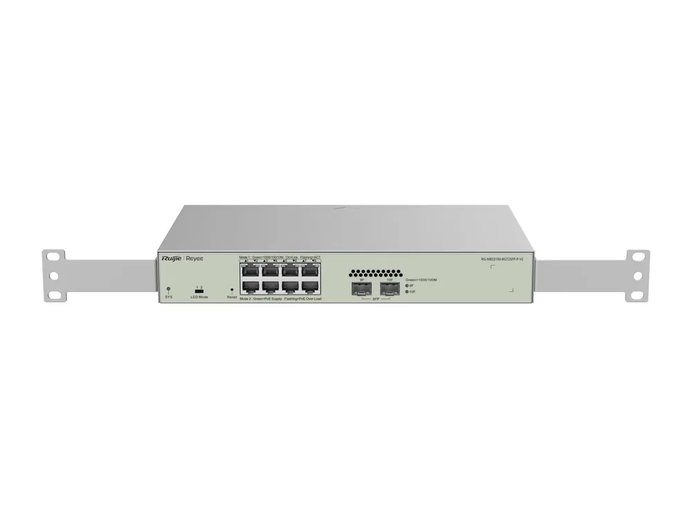 RG-NBS3100-8GT2SFP-P-V2 ảnh hãng nhìn từ phía trước, góc cao