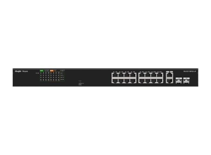 Mặt trước RG-ES118FGS-LP nhìn thẳng, ảnh hãng Ruijie