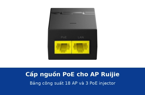 Cấp nguồn PoE cho access point Ruijie: bảng công suất 18 AP, khi nào cần PoE+ và chọn injector RG-POE-AF15, AT30 hay 50-60W-MG